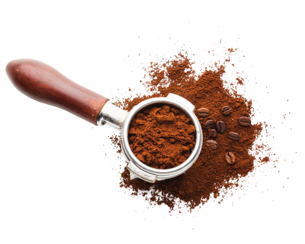 Manicotto professionale adagiato su caffè macinato